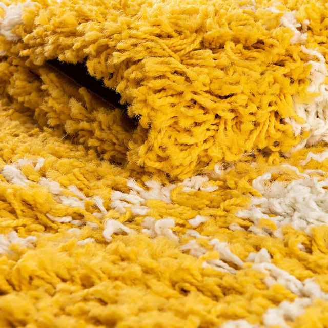 Yellow 7' 10 x 10' Moroccan Trellis Shag Rectangle Area Rug Thick Soft Touch Fluffy & Plush Shaggy Pile 100% Polypropylene Geometric Traditional Carpet for Sale at Rug Engine