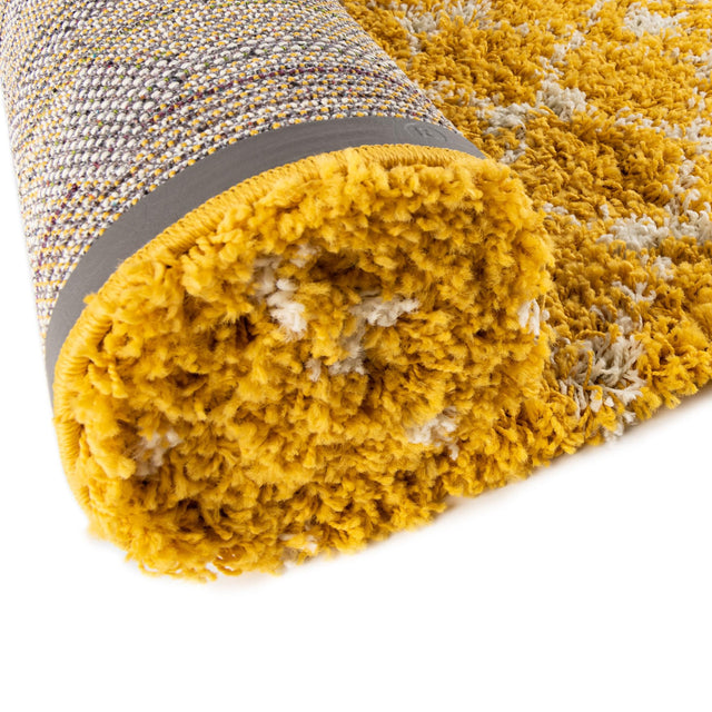Yellow 5' 3 x 8' Moroccan Trellis Shag Oval Area Rug Thick Soft Touch Fluffy & Plush Shaggy Pile 100% Polypropylene Geometric Traditional Carpet for Sale at Rug Engine
