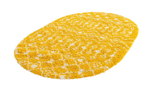 Yellow 5' 3 x 8' Moroccan Trellis Shag Oval Area Rug Thick Soft Touch Fluffy & Plush Shaggy Pile 100% Polypropylene Geometric Traditional Carpet for Sale at Rug Engine