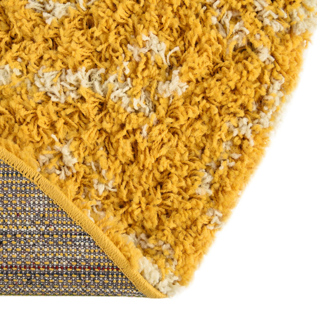 Yellow 3' 1 x 3' 1 Moroccan Trellis Shag Round Area Rug Thick Soft Touch Fluffy & Plush Shaggy Pile 100% Polypropylene Geometric Traditional Carpet for Sale at Rug Engine