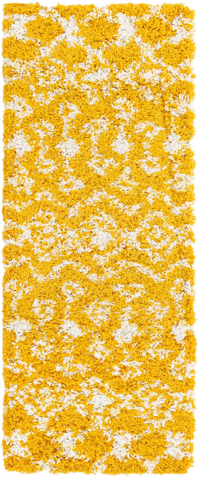 Yellow 2' x 5' 1 Moroccan Trellis Shag Runner Area Rug Thick Soft Touch Fluffy & Plush Shaggy Pile 100% Polypropylene Geometric Traditional Carpet for Sale at Rug Engine