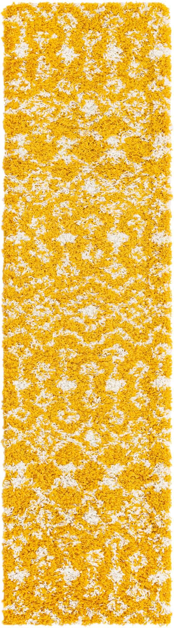 Yellow 2' x 8' Moroccan Trellis Shag Runner Area Rug Thick Soft Touch Fluffy & Plush Shaggy Pile 100% Polypropylene Geometric Traditional Carpet for Sale at Rug Engine