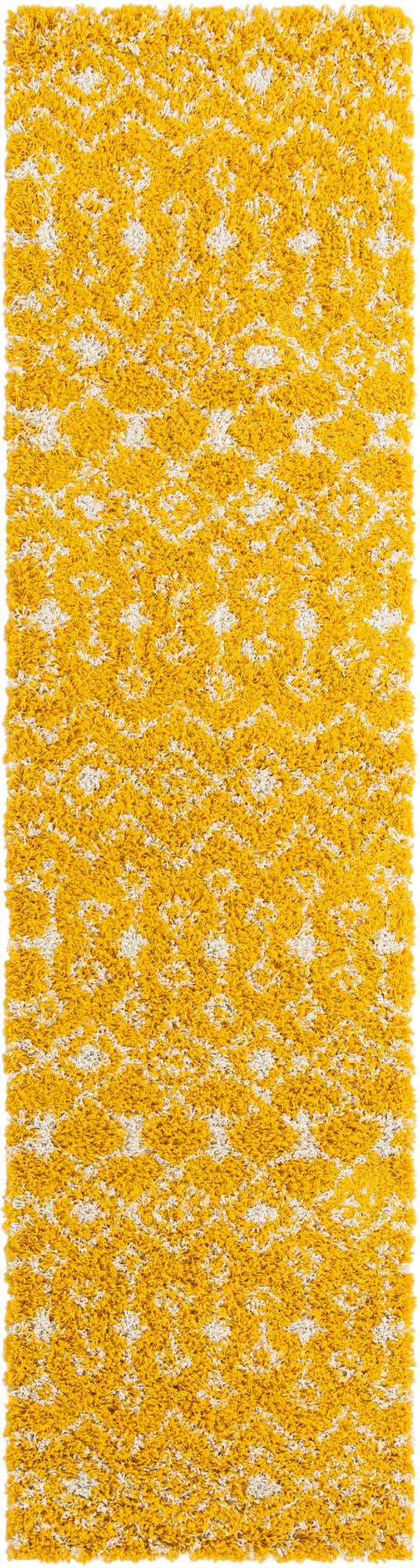 Yellow 2' 7 x 10' Moroccan Trellis Shag Runner Area Rug Thick Soft Touch Fluffy & Plush Shaggy Pile 100% Polypropylene Geometric Traditional Carpet for Sale at Rug Engine