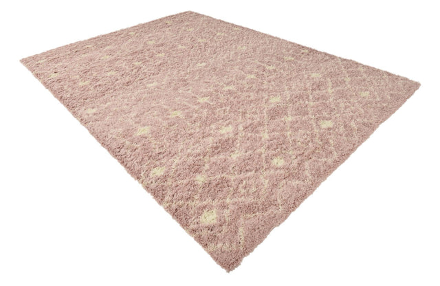 Light Pink 9' x 12' Moroccan Trellis Shag Rectangle Area Rug Thick Soft Touch Fluffy & Plush Shaggy Pile 100% Polypropylene Geometric Traditional Carpet for Sale at Rug Engine