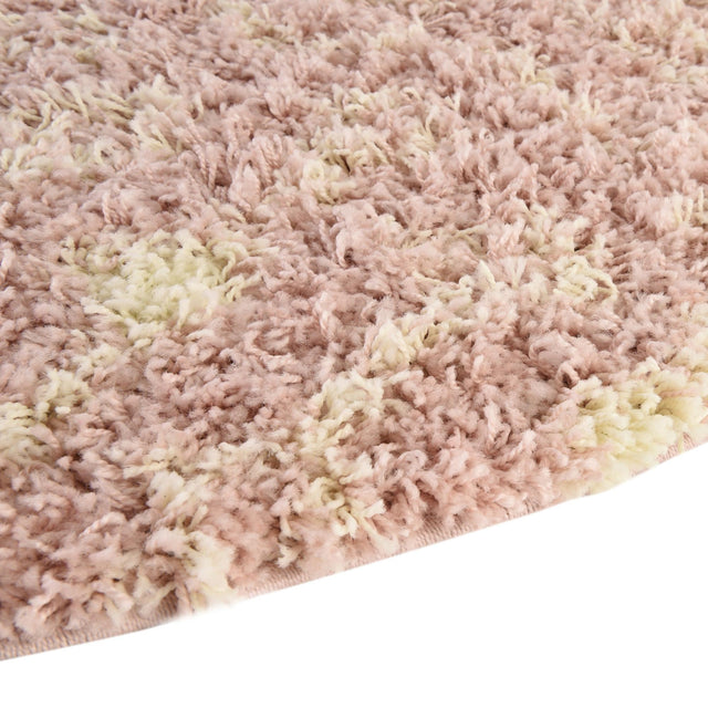 Light Pink 3' 1 x 3' 1 Moroccan Trellis Shag Round Area Rug Thick Soft Touch Fluffy & Plush Shaggy Pile 100% Polypropylene Geometric Traditional Carpet for Sale at Rug Engine