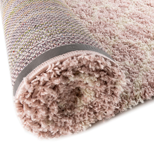 Light Pink 3' 1 x 3' 1 Moroccan Trellis Shag Round Area Rug Thick Soft Touch Fluffy & Plush Shaggy Pile 100% Polypropylene Geometric Traditional Carpet for Sale at Rug Engine