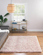Light Pink 5' 3 x 5' 3 Moroccan Trellis Shag Square Area Rug Thick Soft Touch Fluffy & Plush Shaggy Pile