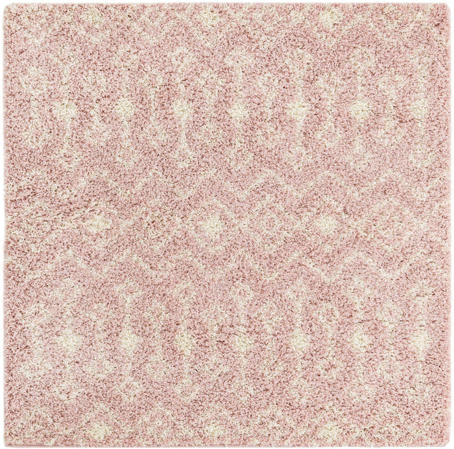 Light Pink 5' 3 x 5' 3 Moroccan Trellis Shag Square Area Rug Thick Soft Touch Fluffy & Plush Shaggy Pile 100% Polypropylene Geometric Traditional Carpet for Sale at Rug Engine