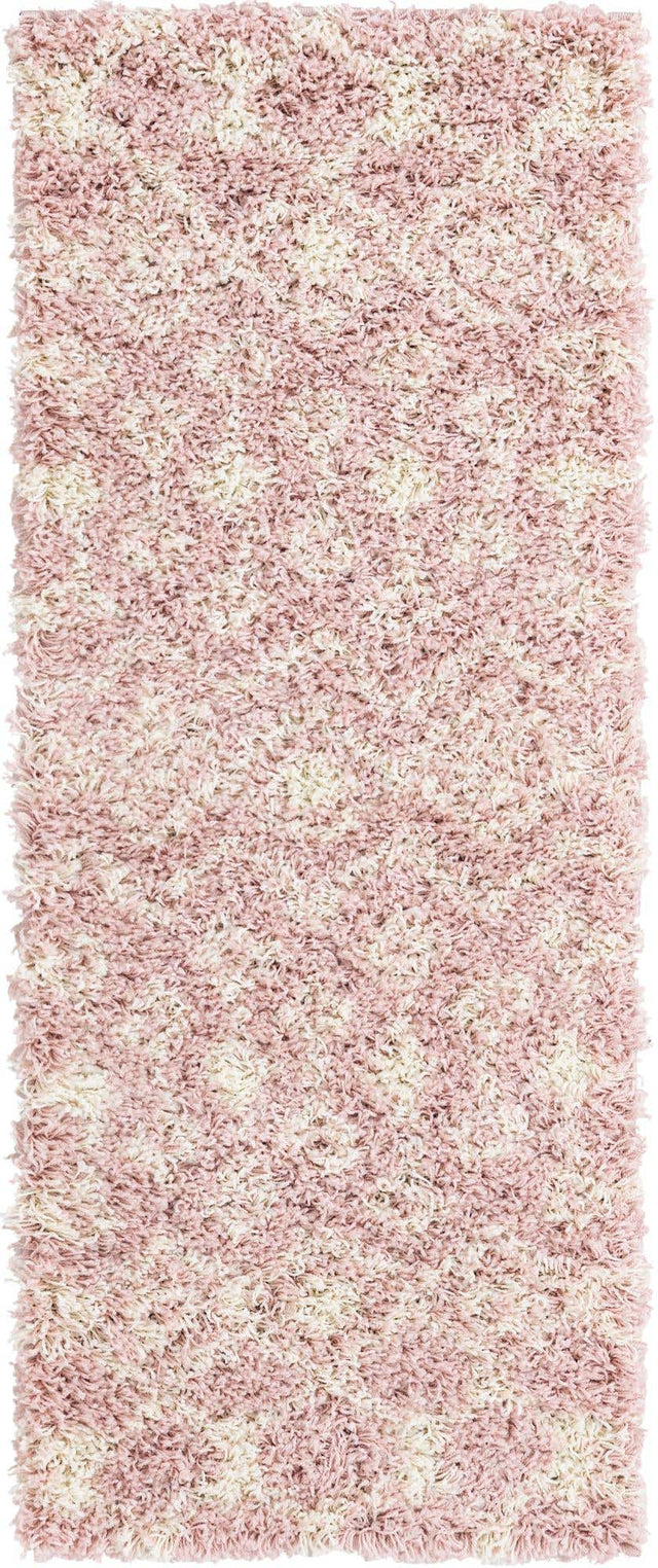 Light Pink 2' x 5' 1 Moroccan Trellis Shag Runner Area Rug Thick Soft Touch Fluffy & Plush Shaggy Pile 100% Polypropylene Geometric Traditional Carpet for Sale at Rug Engine