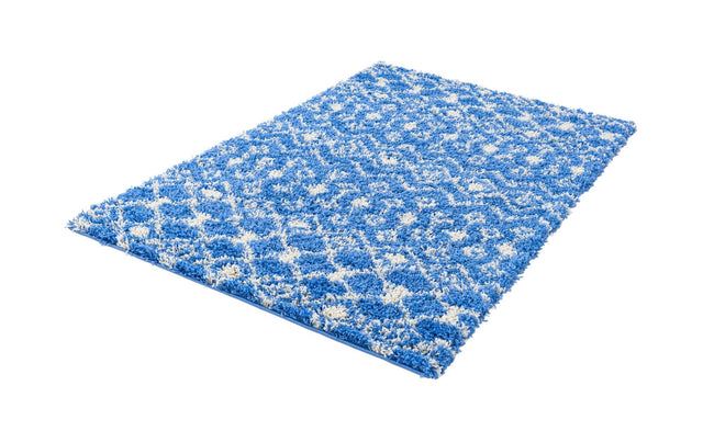Periwinkle Blue 4' x 6' Moroccan Trellis Shag Rectangle Area Rug Thick Soft Touch Fluffy & Plush Shaggy Pile 100% Polypropylene Geometric Traditional Carpet for Sale at Rug Engine
