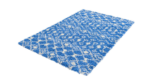 Periwinkle Blue 4' x 6' Moroccan Trellis Shag Rectangle Area Rug Thick Soft Touch Fluffy & Plush Shaggy Pile 100% Polypropylene Geometric Traditional Carpet for Sale at Rug Engine