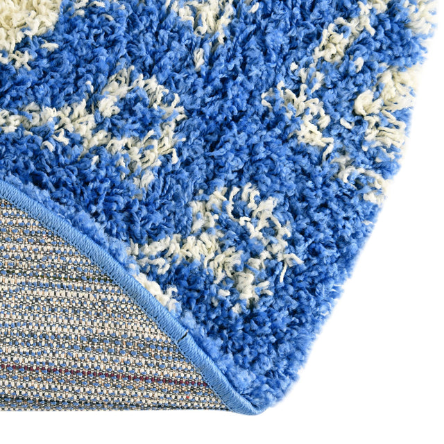 Periwinkle Blue 5' 3 x 8' Moroccan Trellis Shag Oval Area Rug Thick Soft Touch Fluffy & Plush Shaggy Pile 100% Polypropylene Geometric Traditional Carpet for Sale at Rug Engine