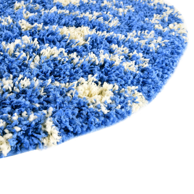 Periwinkle Blue 5' 3 x 5' 3 Moroccan Trellis Shag Round Area Rug Thick Soft Touch Fluffy & Plush Shaggy Pile 100% Polypropylene Geometric Traditional Carpet for Sale at Rug Engine