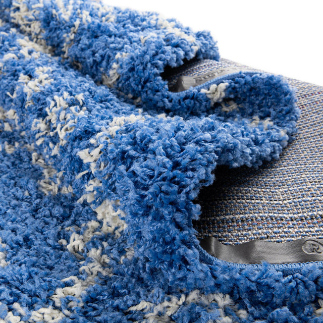 Periwinkle Blue 5' 3 x 5' 3 Moroccan Trellis Shag Square Area Rug Thick Soft Touch Fluffy & Plush Shaggy Pile 100% Polypropylene Geometric Traditional Carpet for Sale at Rug Engine