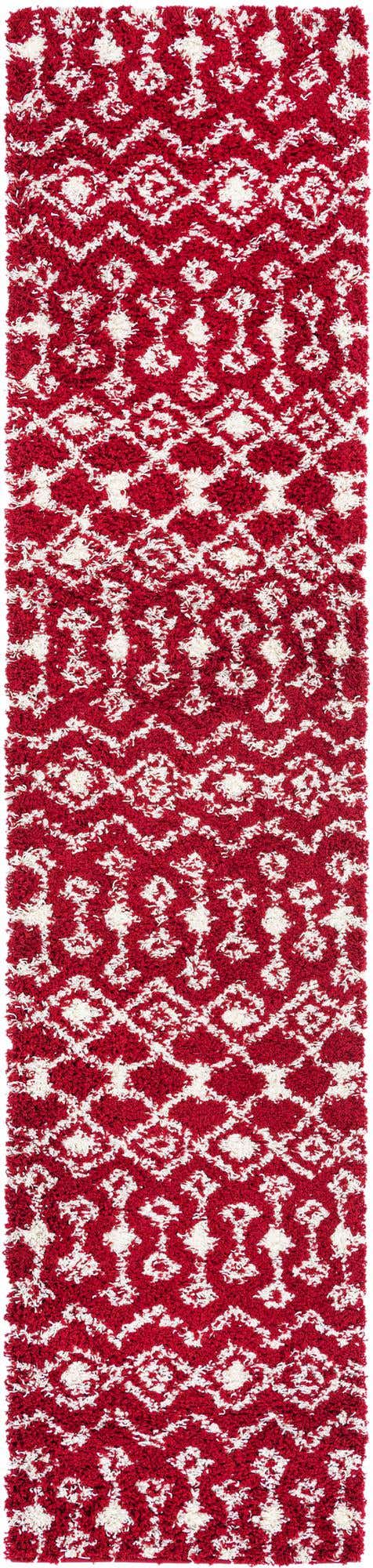 Burgundy Red 2' 7 x 12' Moroccan Trellis Shag Runner Area Rug Thick Soft Touch Fluffy & Plush Shaggy Pile 100% Polypropylene Geometric Traditional Carpet for Sale at Rug Engine
