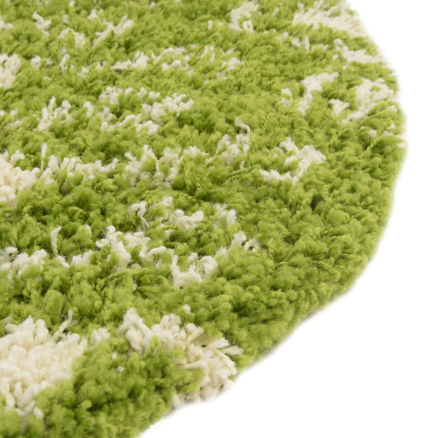 Green 6' 1 x 6' 1 Moroccan Trellis Shag Round Area Rug Thick Soft Touch Fluffy & Plush Shaggy Pile 100% Polypropylene Geometric Traditional Carpet for Sale at Rug Engine
