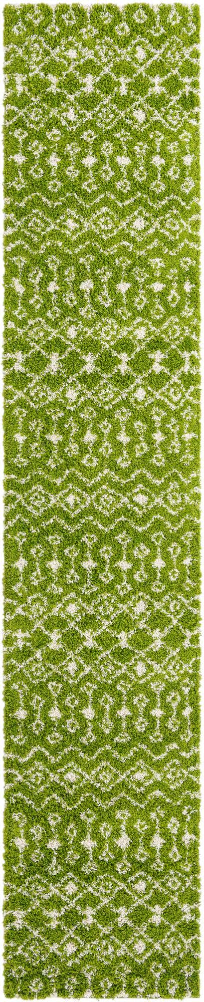 Green 3' 3 x 16' 5 Moroccan Trellis Shag Runner Area Rug Thick Soft Touch Fluffy & Plush Shaggy Pile 100% Polypropylene Geometric Traditional Carpet for Sale at Rug Engine