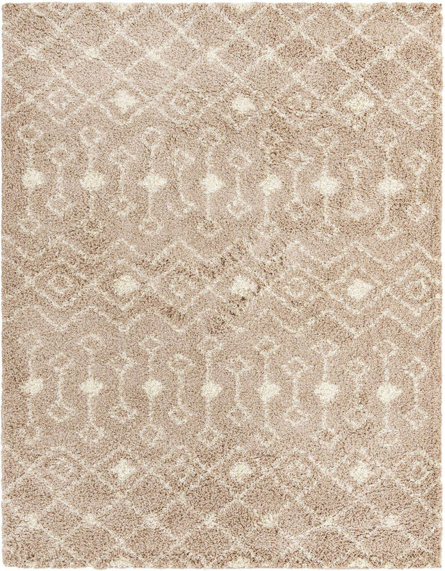 Light Brown 7' 10 x 10' Moroccan Trellis Shag Rectangle Area Rug Thick Soft Touch Fluffy & Plush Shaggy Pile 100% Polypropylene Geometric Traditional Carpet for Sale at Rug Engine