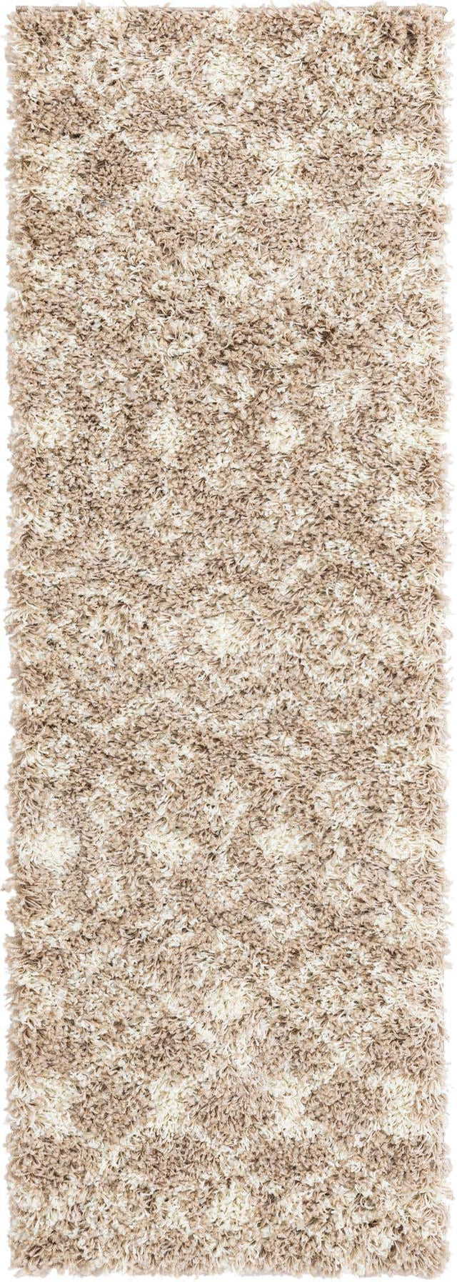 Light Brown 2' x 6' 1 Moroccan Trellis Shag Runner Area Rug Thick Soft Touch Fluffy & Plush Shaggy Pile 100% Polypropylene Geometric Traditional Carpet for Sale at Rug Engine