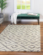 Ivory 6' x 9' Trellis Shag Rectangle Area Rug Thick Soft Touch Fluffy & Plush Shaggy Pile