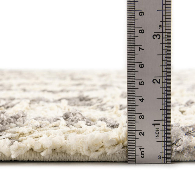 Ivory 3' 3 x 3' 3 Trellis Shag Round Area Rug Thick Soft Touch Fluffy & Plush Shaggy Pile Geometric Modern Unique Carpet for Home Interior Design for Sale at Rug Engine