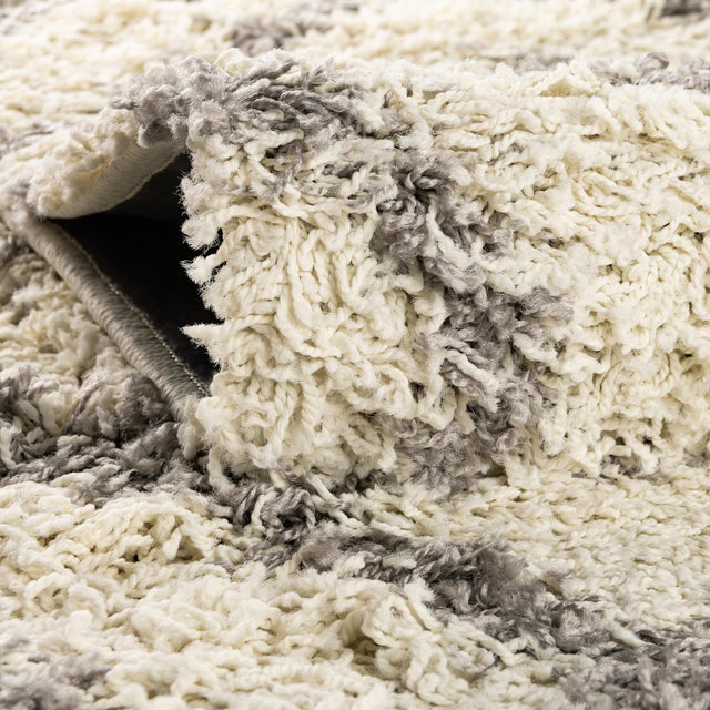 Ivory 3' 3 x 3' 3 Trellis Shag Round Area Rug Thick Soft Touch Fluffy & Plush Shaggy Pile Geometric Modern Unique Carpet for Home Interior Design for Sale at Rug Engine