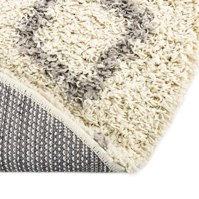 Ivory 3' 3 x 3' 3 Trellis Shag Round Area Rug Thick Soft Touch Fluffy & Plush Shaggy Pile Geometric Modern Unique Carpet for Home Interior Design for Sale at Rug Engine