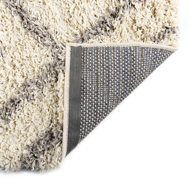 Ivory 5' 3 x 5' 3 Trellis Shag Square Area Rug Thick Soft Touch Fluffy & Plush Shaggy Pile Geometric Modern Unique Carpet for Home Interior Design for Sale at Rug Engine
