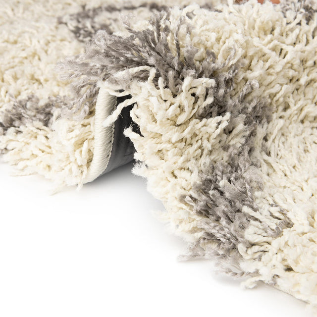 Ivory 2' x 6' Trellis Shag Runner Area Rug Thick Soft Touch Fluffy & Plush Shaggy Pile Geometric Modern Unique Carpet for Home Interior Design for Sale at Rug Engine