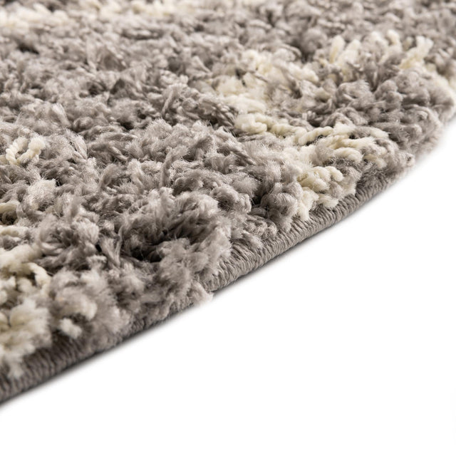 Gray 5' 3 x 5' 3 Trellis Shag Round Area Rug Thick Soft Touch Fluffy & Plush Shaggy Pile Geometric Modern Unique Carpet for Home Interior Design for Sale at Rug Engine