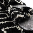 Black and White 4' x 4' Trellis Shag Square Area Rug Thick Soft Touch Fluffy & Plush Shaggy Pile