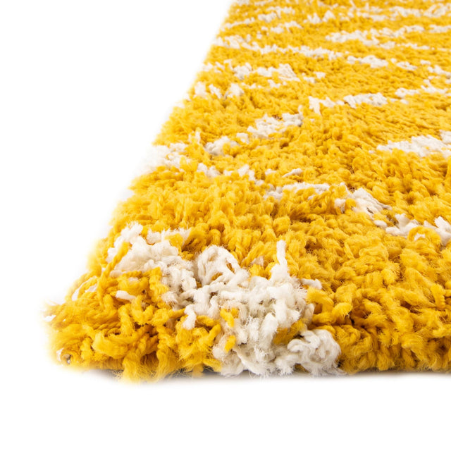 Yellow 4' x 6' Trellis Shag Rectangle Area Rug Thick Soft Touch Fluffy & Plush Shaggy Pile Geometric Modern Unique Carpet for Home Interior Design for Sale at Rug Engine