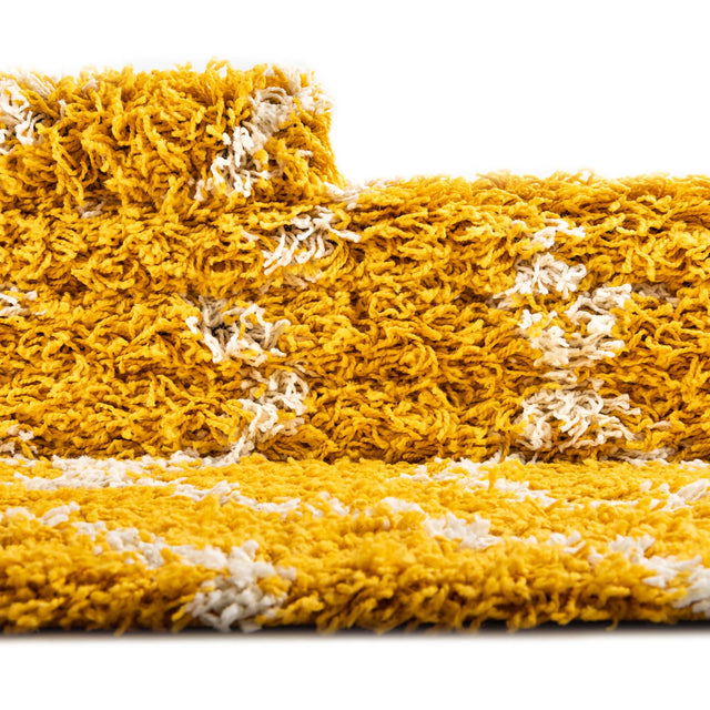 Yellow 10' x 13' Trellis Shag Rectangle Area Rug Thick Soft Touch Fluffy & Plush Shaggy Pile Geometric Modern Unique Carpet for Home Interior Design for Sale at Rug Engine