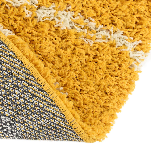 Yellow 10' x 10' Trellis Shag Round Area Rug Thick Soft Touch Fluffy & Plush Shaggy Pile Geometric Modern Unique Carpet for Home Interior Design for Sale at Rug Engine