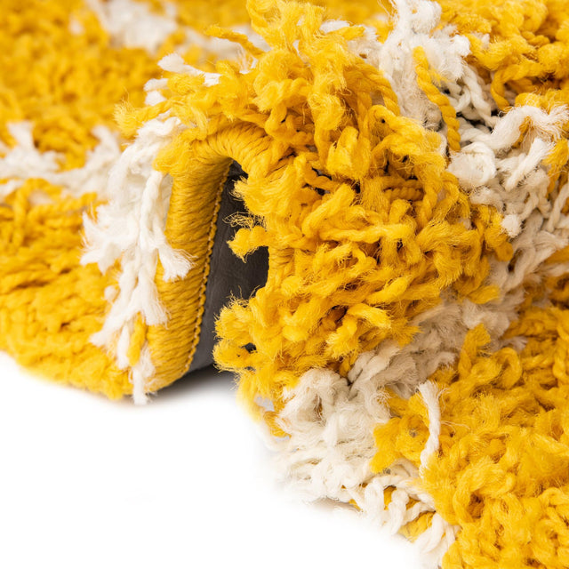 Yellow 10' x 10' Trellis Shag Square Area Rug Thick Soft Touch Fluffy & Plush Shaggy Pile Geometric Modern Unique Carpet for Home Interior Design for Sale at Rug Engine