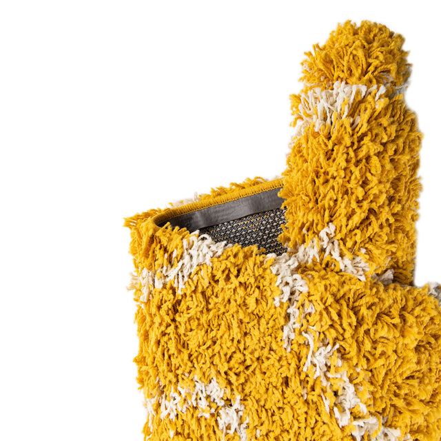 Yellow 6' x 6' Trellis Shag Square Area Rug Thick Soft Touch Fluffy & Plush Shaggy Pile Geometric Modern Unique Carpet for Home Interior Design for Sale at Rug Engine