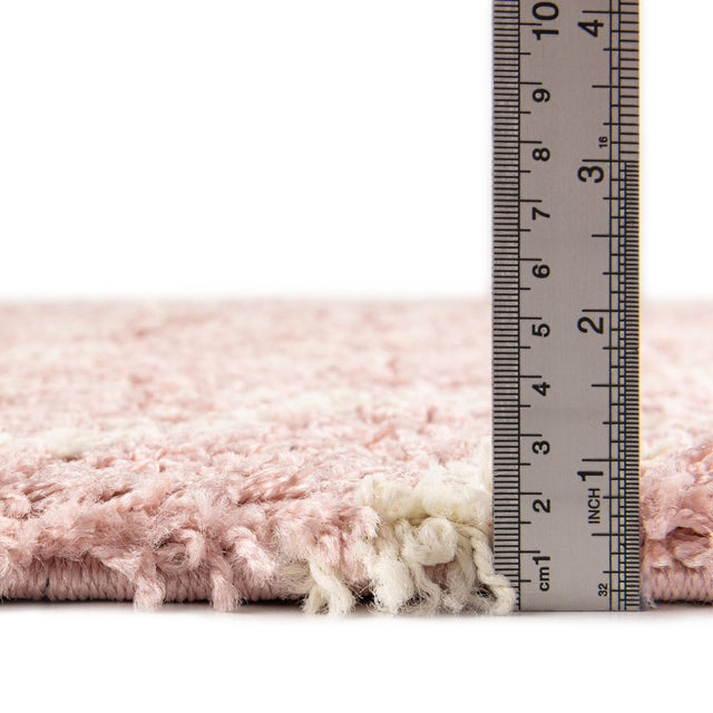Light Pink 3' 3 x 3' 3 Trellis Shag Round Area Rug Thick Soft Touch Fluffy & Plush Shaggy Pile Geometric Modern Unique Carpet for Home Interior Design for Sale at Rug Engine
