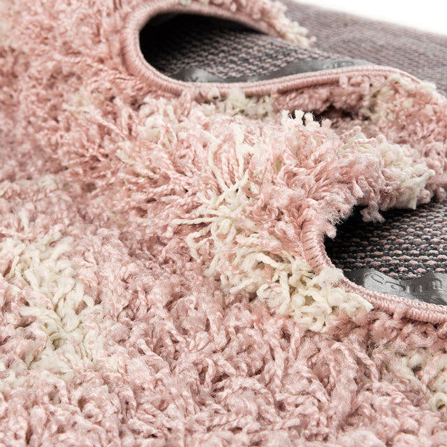 Light Pink 3' 3 x 3' 3 Trellis Shag Round Area Rug Thick Soft Touch Fluffy & Plush Shaggy Pile Geometric Modern Unique Carpet for Home Interior Design for Sale at Rug Engine