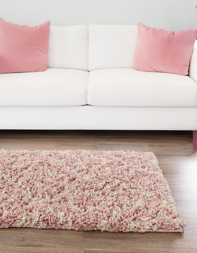 Light Pink 2' x 5' Trellis Shag Runner Area Rug Thick Soft Touch Fluffy & Plush Shaggy Pile
