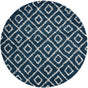 Navy Blue 7' 10 x 7' 10 Trellis Shag Round Area Rug Thick Soft Touch Fluffy & Plush Shaggy Pile