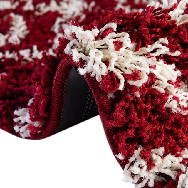 Burgundy Red 3' 3 x 3' 3 Trellis Shag Square Area Rug Thick Soft Touch Fluffy & Plush Shaggy Pile Geometric Modern Unique Carpet for Home Interior Design for Sale at Rug Engine