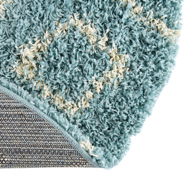 Aqua 10' x 10' Trellis Shag Round Area Rug Thick Soft Touch Fluffy & Plush Shaggy Pile Geometric Modern Unique Carpet for Home Interior Design for Sale at Rug Engine