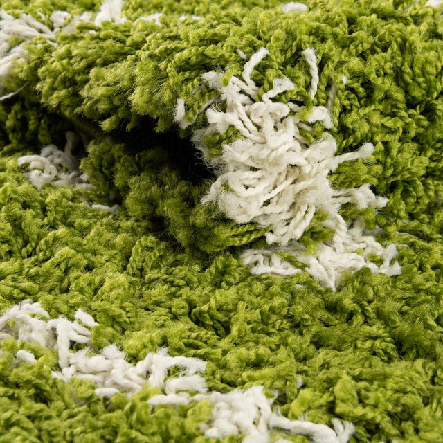 Green 5' 3 x 5' 3 Trellis Shag Round Area Rug Thick Soft Touch Fluffy & Plush Shaggy Pile Geometric Modern Unique Carpet for Home Interior Design for Sale at Rug Engine