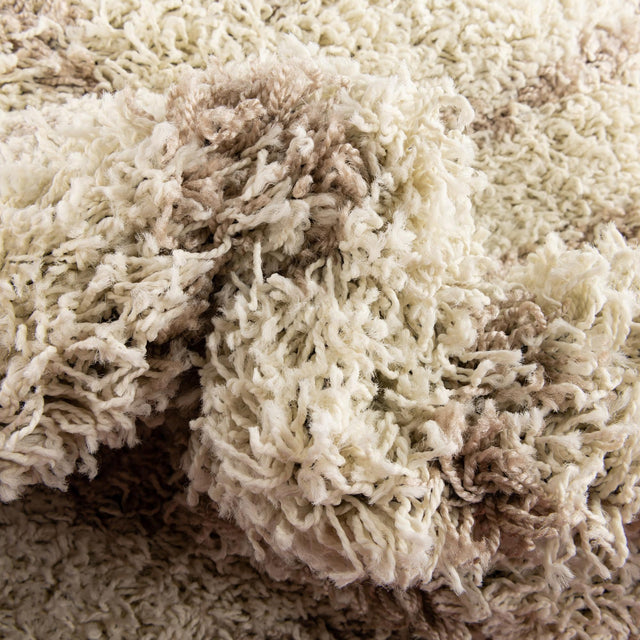 Beige 5' 3 x 8' Trellis Shag Oval Area Rug Thick Soft Touch Fluffy & Plush Shaggy Pile Geometric Modern Unique Carpet for Home Interior Design for Sale at Rug Engine
