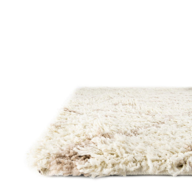 Beige 2' x 7' Trellis Shag Runner Area Rug Thick Soft Touch Fluffy & Plush Shaggy Pile Geometric Modern Unique Carpet for Home Interior Design for Sale at Rug Engine