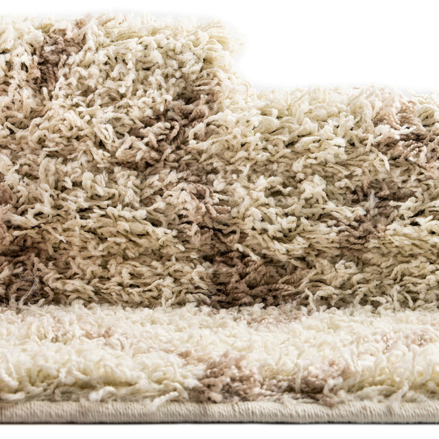 Beige 3' 3 x 16' 5 Trellis Shag Runner Area Rug Thick Soft Touch Fluffy & Plush Shaggy Pile Geometric Modern Unique Carpet for Home Interior Design for Sale at Rug Engine