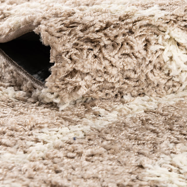 Light Brown 6' x 6' Trellis Shag Round Area Rug Thick Soft Touch Fluffy & Plush Shaggy Pile Geometric Modern Unique Carpet for Home Interior Design for Sale at Rug Engine