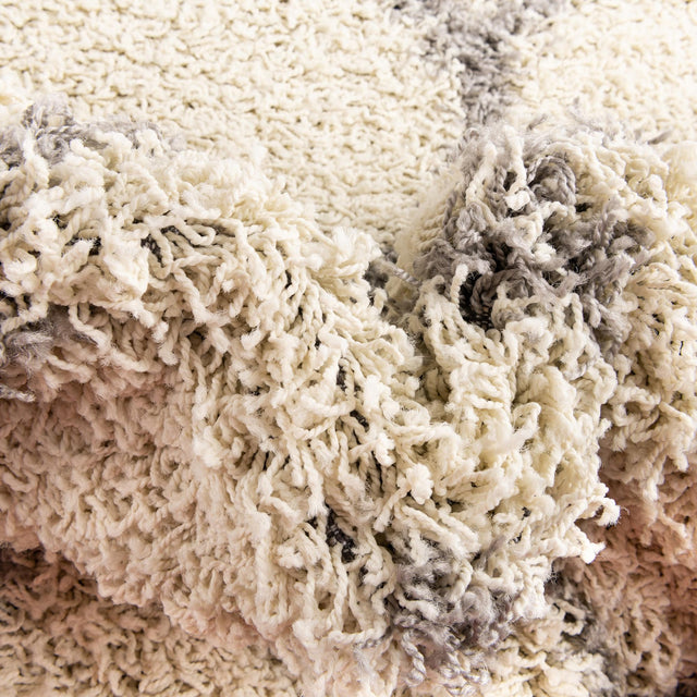 Ivory 6' x 6' Trellis Shag Round Area Rug Thick Soft Touch Fluffy & Plush Shaggy Pile