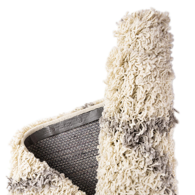 Ivory 6' x 6' Trellis Shag Round Area Rug Thick Soft Touch Fluffy & Plush Shaggy Pile