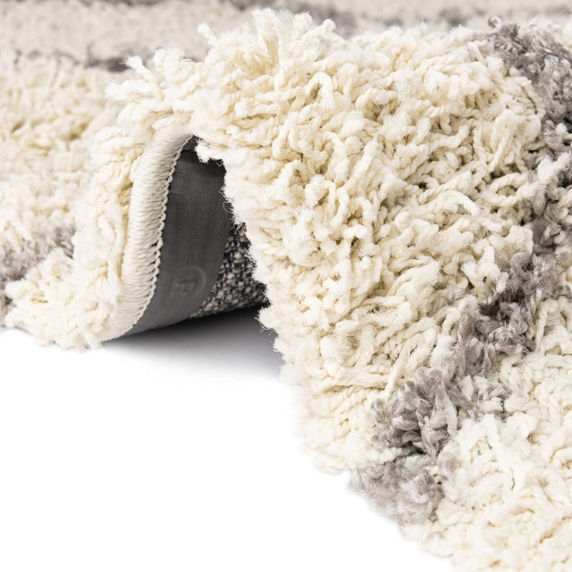 Ivory 2' 7 x 12' Trellis Shag Runner Area Rug Thick Soft Touch Fluffy & Plush Shaggy Pile Geometric Modern Unique Carpet for Home Interior Design for Sale at Rug Engine